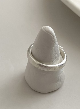 新款素圈拉丝磨砂戒指极简风开口