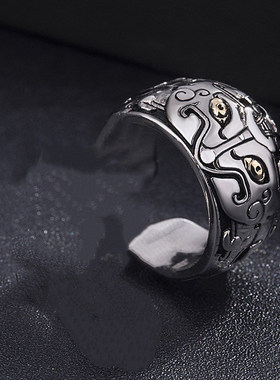 新款霸气貔貅戒指男女开口指环中