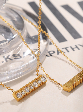 新款单排钻项坠一字型吊坠项链轻