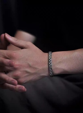 泰银复古男士手链纯手工编织个性