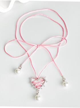 Sweet Women Pearl Pendant Necklace spicy Girl clavicle chain