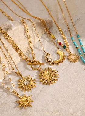 18K Gold Plated Stainless Pendant Necklace Fashion Jewelry