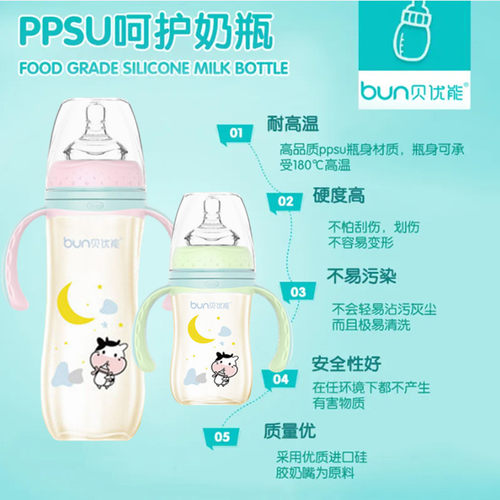BUN贝优能PPSU奶瓶新款小牛礼盒装德国进口材质防摔180ml240ml300 - 图1
