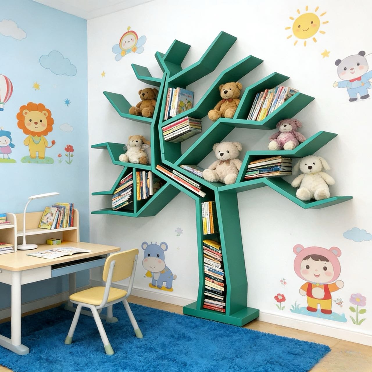 简约实木树形书架办公室客厅创意收纳置物架落地装饰架 背景装饰,淘宝优惠券,粉丝福利购,淘宝优惠卷