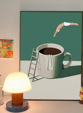咖啡厅装饰画coffee咖啡店奶茶店餐厅甜品店墙壁挂画吧台摆画