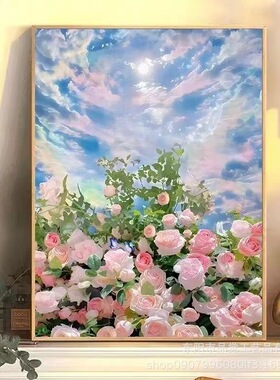 油画风客厅装饰画山茶花田园治愈系卧室桌面摆画北欧复古小众挂画