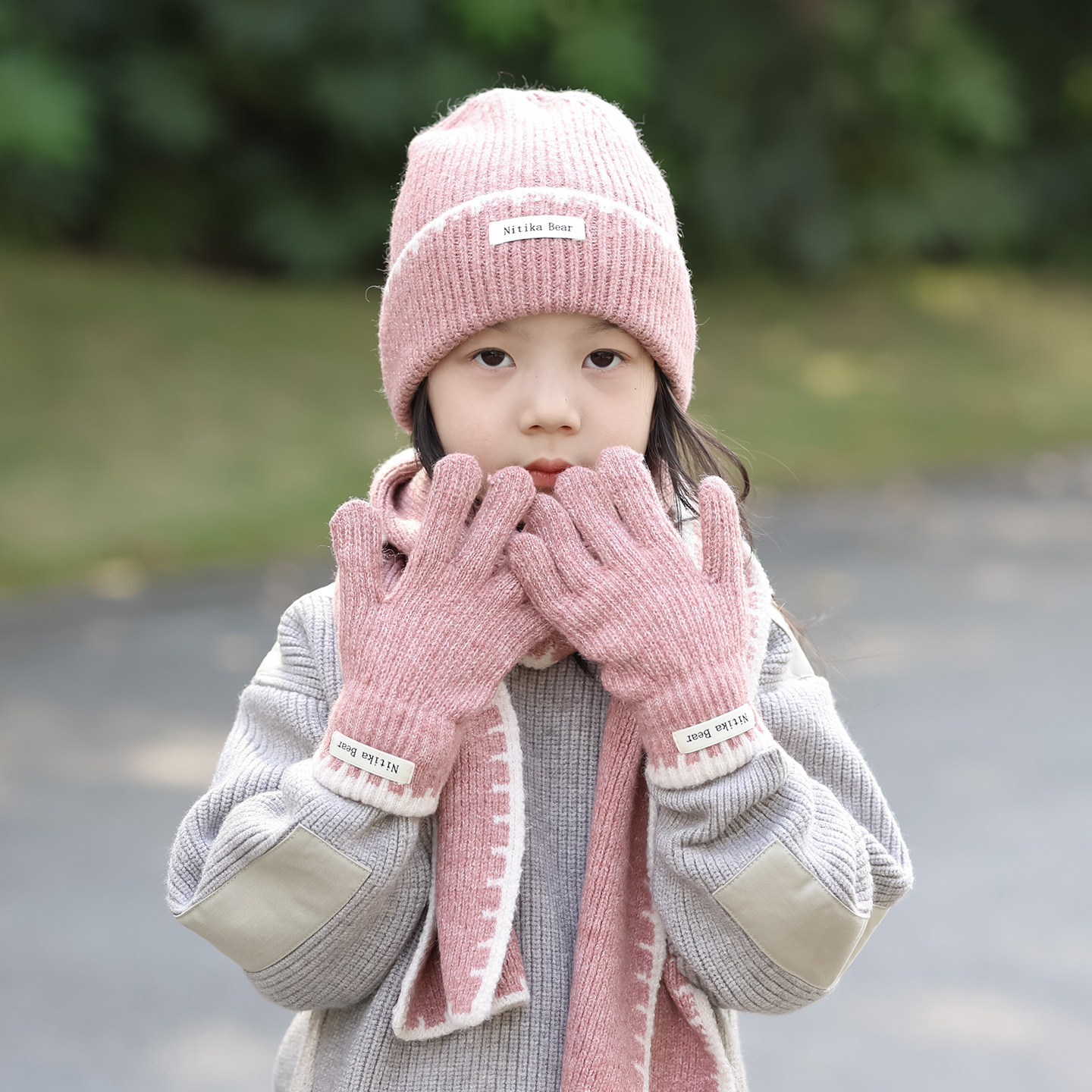 儿童帽子围巾手套三件套冬季女孩女童毛线帽保暖男孩男童针织帽潮,淘宝优惠券,粉丝福利购,淘宝优惠卷