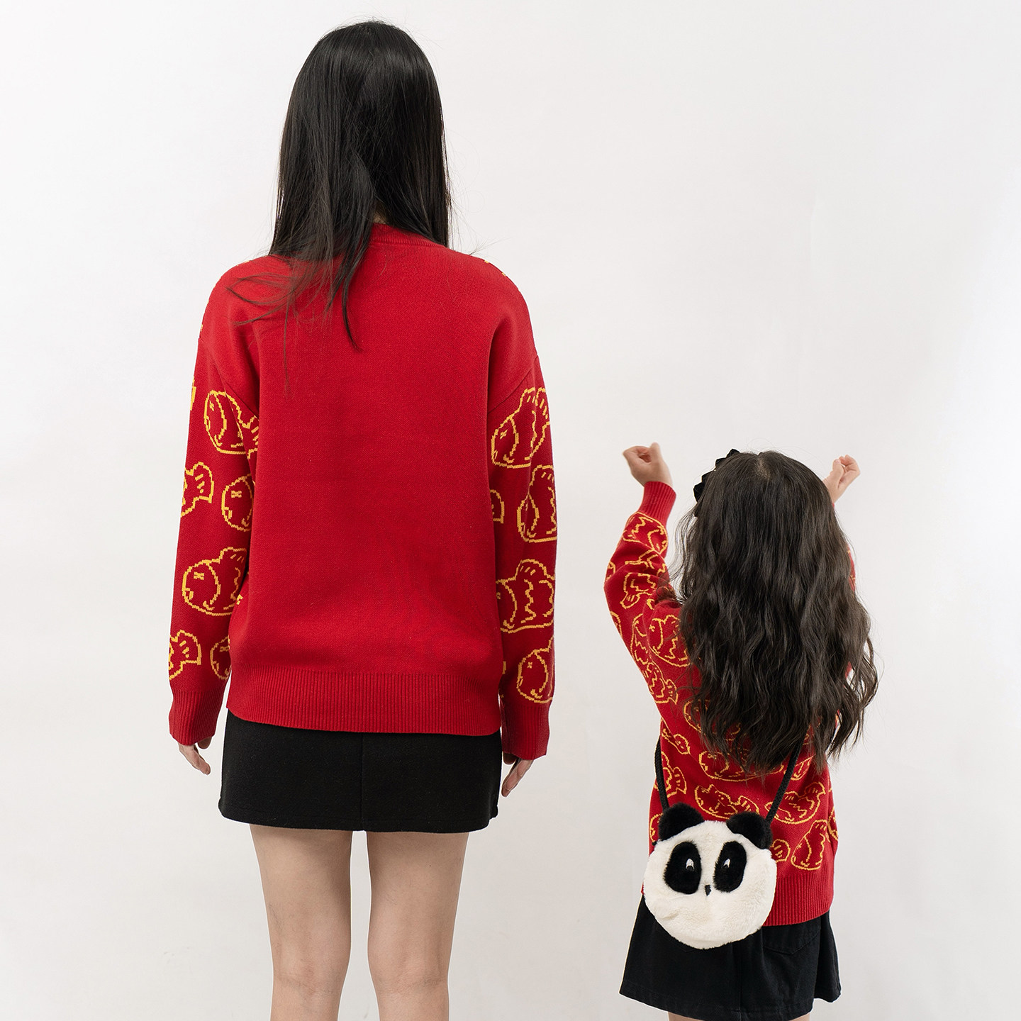 亲子装年款一家三口四口装冬款拜年服年年有鱼毛衣红色针织全家福,淘宝优惠券,粉丝福利购,淘宝优惠卷