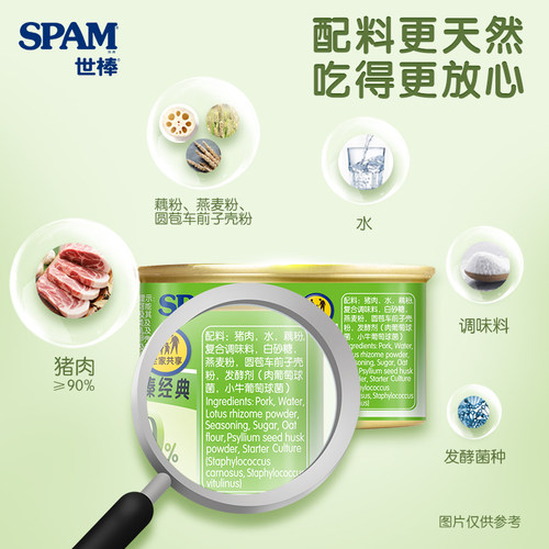 SPAM世棒午餐肉罐头简臻风味188g开罐即食植物三明治泡面搭档 - 图1