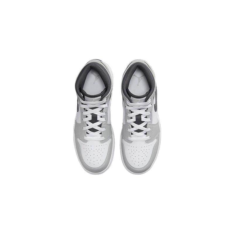 Jordan Air Jordan 1 Mid 防滑 中帮 复古篮球鞋 GS 灰色,淘宝优惠券,粉丝福利购,淘宝优惠卷