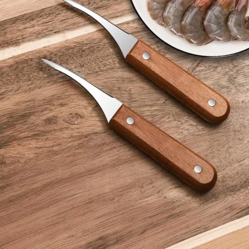 不锈钢厨房开虾背刀清理虾肠剖鱼肚翻鸡肠塑料手柄虾线刀穿肠刀具 - 图1