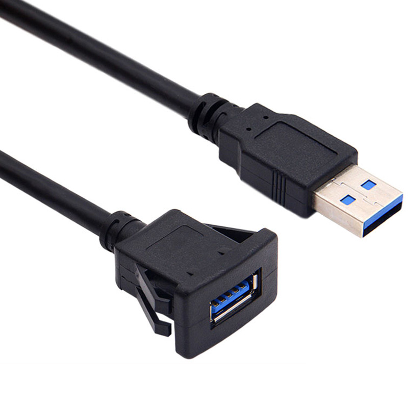 卡扣USB3.0延长线汽车载面板公对母固定座嵌入式转接线充电插U盘-图3