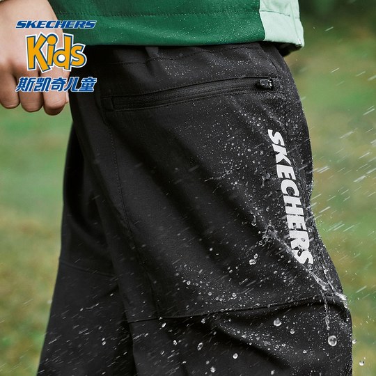 斯凯奇秋季男女童梭织长裤中大儿童休闲运动户外裤宽松舒适休闲裤