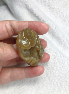 黄白老玉吊坠和田玉如意毛衣链挂件岫岩玉天然玉石包邮一物一图