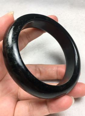 河磨玉墨玉手镯正圈60口不带皮和田玉手镯全新包邮天然玉石