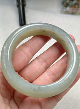 岫玉手镯正圈54口高级灰似和田玉烟紫手镯一物一图 全新包邮