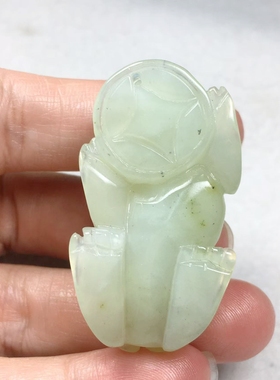 岫玉霸王貔貅吊坠小财神毛衣链挂件全新包邮天然玉石 一物一图