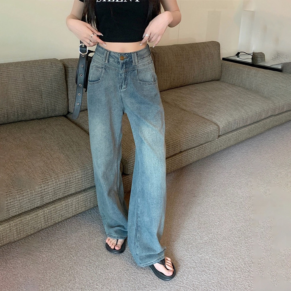 300斤大码怀旧蓝阔腿牛仔裤女春秋新款高腰显瘦直筒垂感拖地裤子2,淘宝优惠券,粉丝福利购,淘宝优惠卷