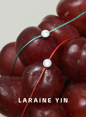 LARAINEYIN2026本命年幸运法式小红绳手链闪锆石腕饰手绳女生极细