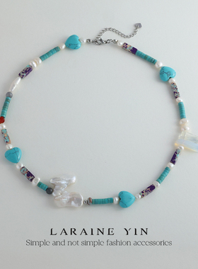 【买3免1】虎眼石孤品瑕疵串珠项链异形巴洛克珍珠锁骨链