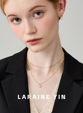 钛钢链条白贝吊坠叠戴项链