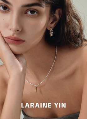 轻奢s925纯银细闪碎银子项链金色水滴锁骨链冷淡风毛衣链小众高级