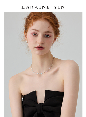 小众设计感通体925银饰项链闪钻锁骨链情人节送礼