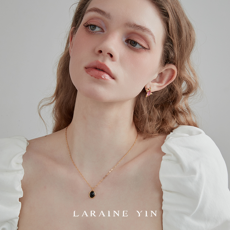 LARAINE YIN法式复古黑玛瑙项链钛钢不易褪色锁骨链百搭颈链女ins - 图3