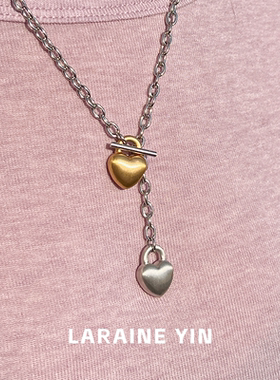 复古情侣爱心项链个性拉丝