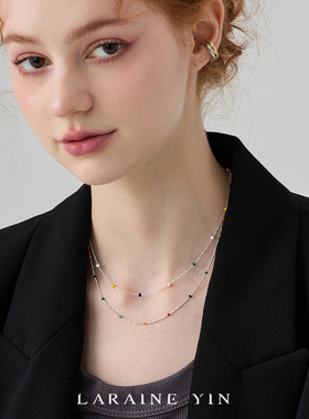 925通体银女彩色珠珠项链