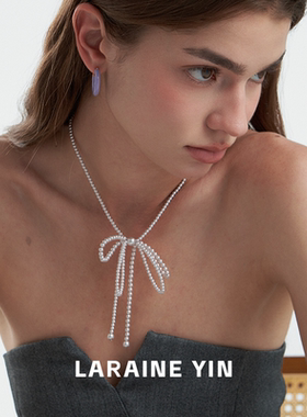 蝴蝶结珍珠项链女小众设计感