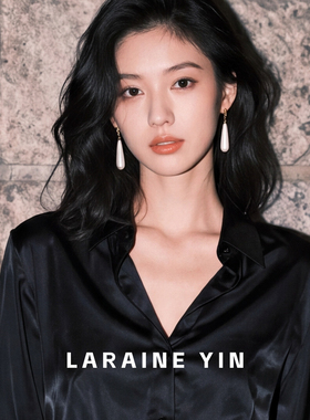 LaraineYin长款流苏棉花珍珠耳环优雅水滴造型约会小众吸睛饰品