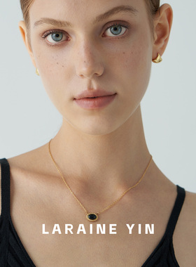 复古黑玛瑙吊坠锁骨链项链