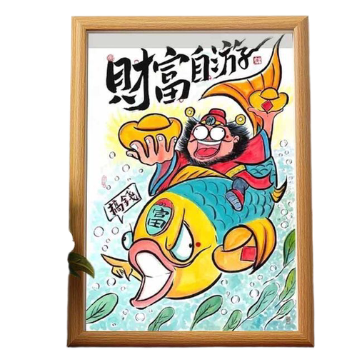 【一人限领一件】财富自游财富自由财神暴富摆件财神爷装饰画招财 - 图2