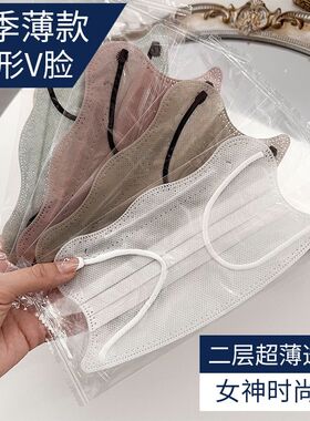 莫兰迪色薄款口罩女透气夏季二层