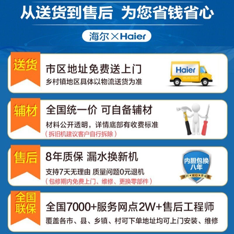 海尔电热水器40升/50/60/80/100升家用卫生间洗澡速热节能储水式 - 图3