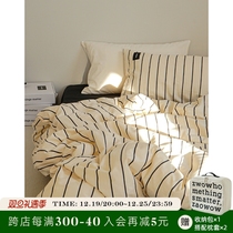 Build Sleeper Zwow Stripe Nordic INS Wind Advanced Sensual Bed Linen Pure Cotton Four Pieces 100 Whole Cotton Six Sets