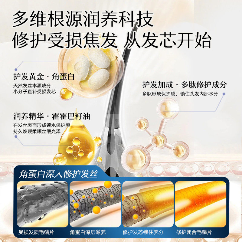 黑耀官方旗舰店蚕丝多肽角角蛋白赋活霜护发护发素修复养发蛋白