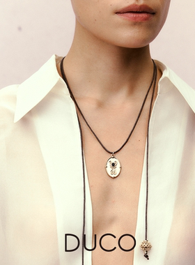 Fidora系列 植物纹理徽章花球蜡绳项链原创设计时尚潮流【新品】