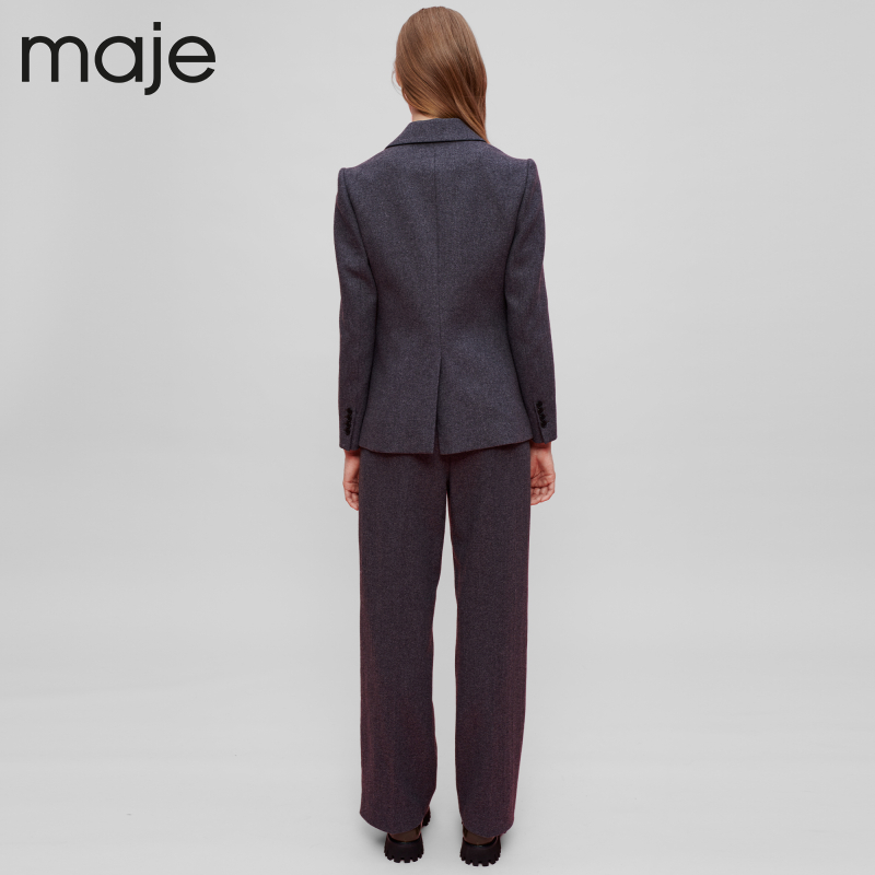 Maje Outlet女装时尚灰色格雷系挺阔西装西服外套上衣MFPVE00421 - 图1