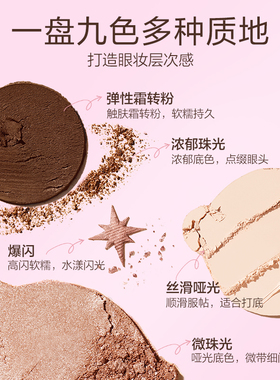 【送眼影刷】pinkbear皮可熊九色眼影修容综合送礼物