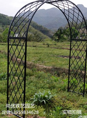 铁艺网格拱形架子园艺户外庭院花架花园月季欧式爬藤架鲜花拱门