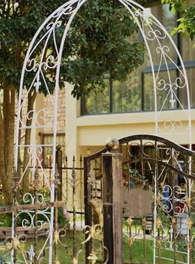 欧式铁艺藤月玫瑰拱门花架可做凉亭尖顶铁艺爬藤花架铁线莲支架