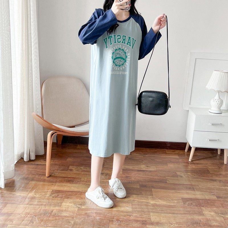 哺乳睡裙秋季外出连衣裙产后长袖月子服喂奶衣春秋纯棉待产T恤裙,淘宝优惠券,粉丝福利购,淘宝优惠卷