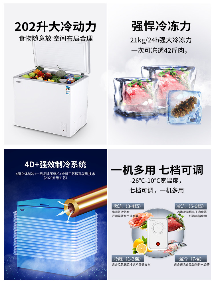 澳柯玛202ne升容量家用商用小冰柜 名丰电器冷柜