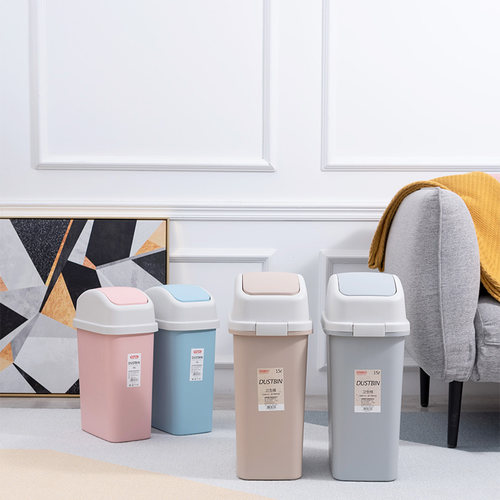 垃圾桶家用带盖厕所卫生间夹缝厨房客厅大垃圾筒摇盖小号桌面纸篓 - 图3