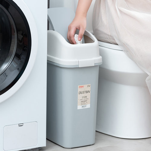 垃圾桶家用带盖厕所卫生间夹缝厨房客厅大垃圾筒摇盖小号桌面纸篓 - 图2
