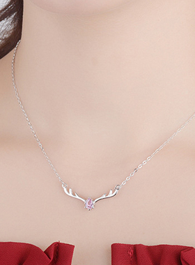 银琴项链925银十字链女锆石