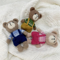 Retro braces Ins small Bear pendant wool thread crochet handmade pendant doll Package Accessories Ancient Bronze Key Buckle
