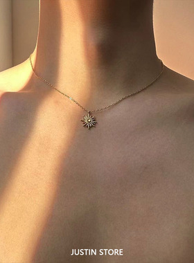 美式迷你太阳花钛钢项链